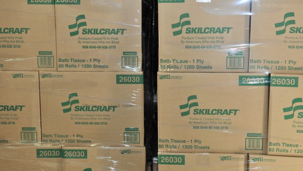 cardboard boxes with the name Skilcraft